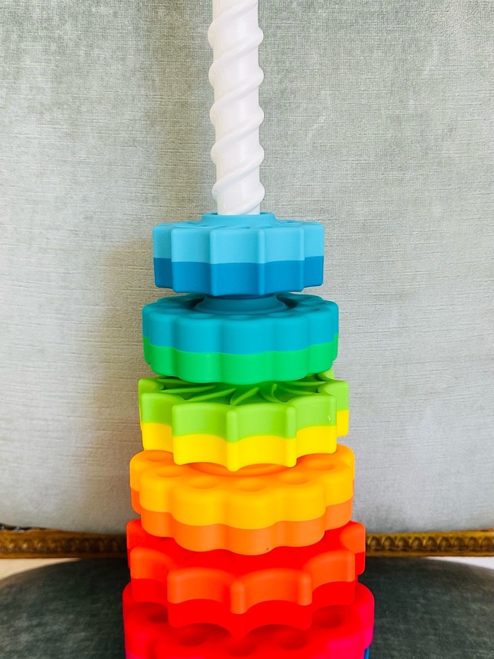 Fat Brain Toys Stacking Rainbow Gear Toy - Multicolor